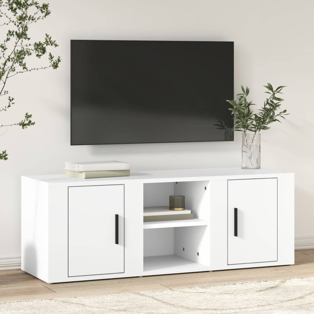 Meuble TV Blanc 100x31,5x35 cm Bois d'ingénierie - XIOS
