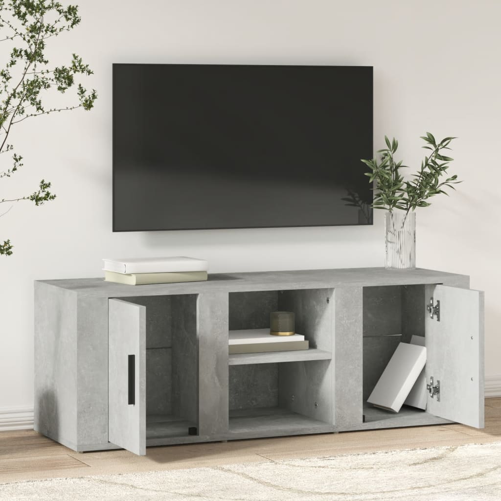 Meuble TV Gris béton 100x31,5x35 cm Bois d'ingénierie - XIOS