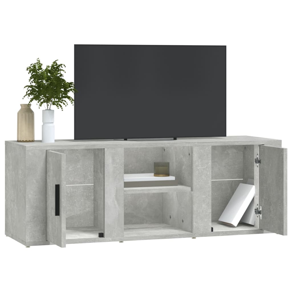 Meuble TV Gris béton 100x31,5x35 cm Bois d'ingénierie - XIOS