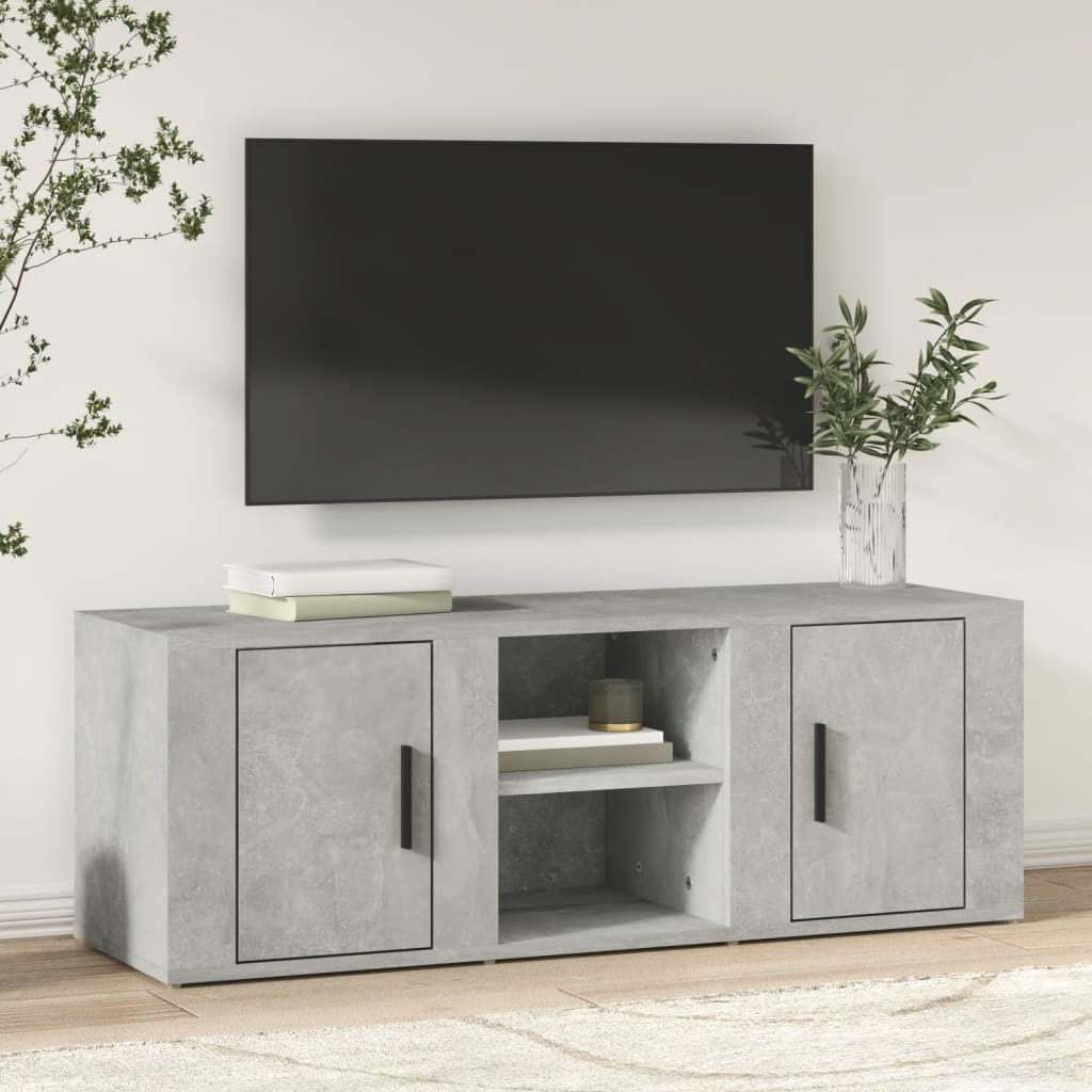 Meuble TV Gris béton 100x31,5x35 cm Bois d'ingénierie - XIOS