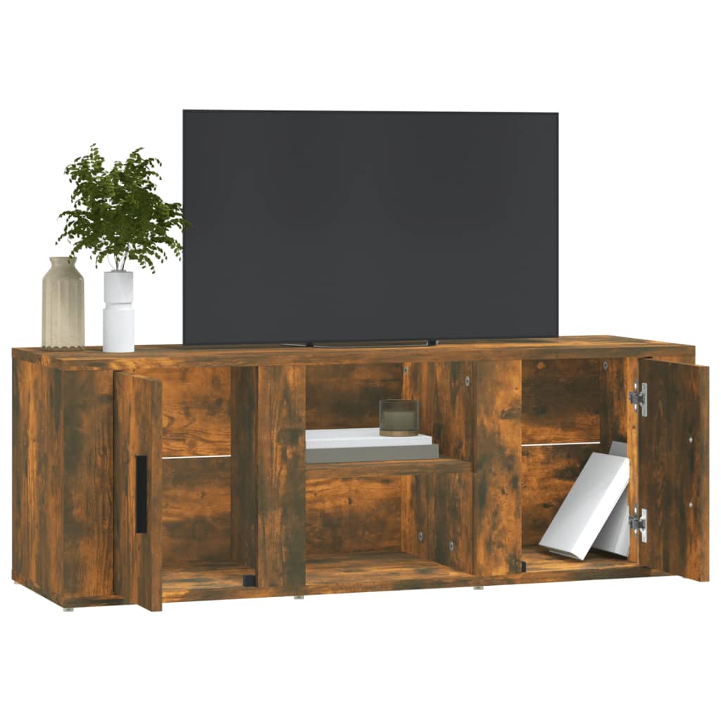 Meuble TV Chêne fumé 100x31,5x35 cm Bois d'ingénierie - XIOS
