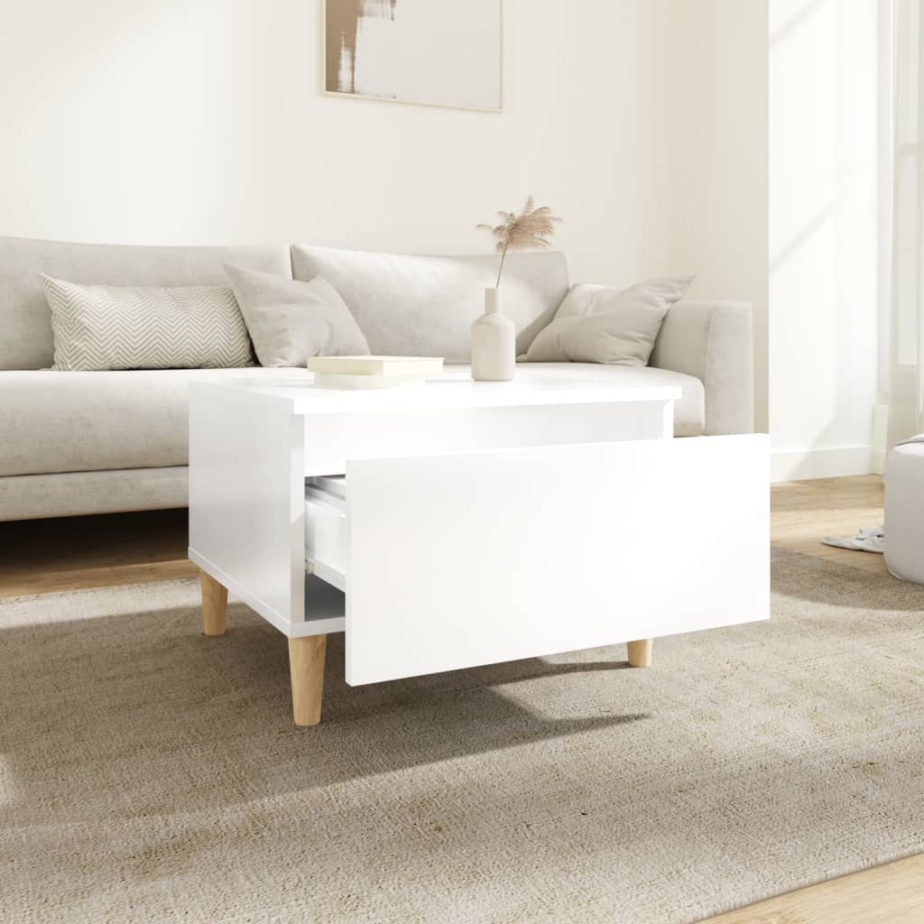 Table d'appoint Blanc brillant 50x46x35 cm Bois d'ingénierie - XIOS