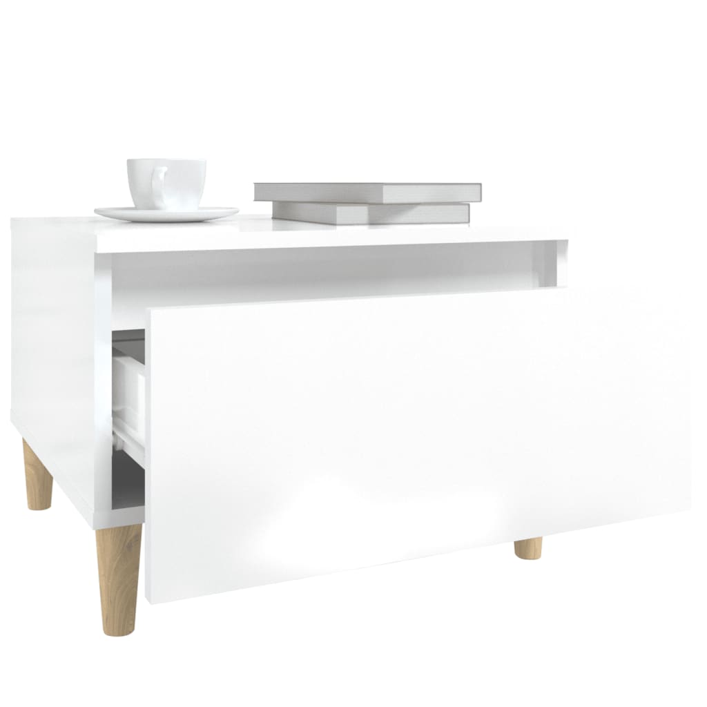 Table d'appoint Blanc brillant 50x46x35 cm Bois d'ingénierie - XIOS