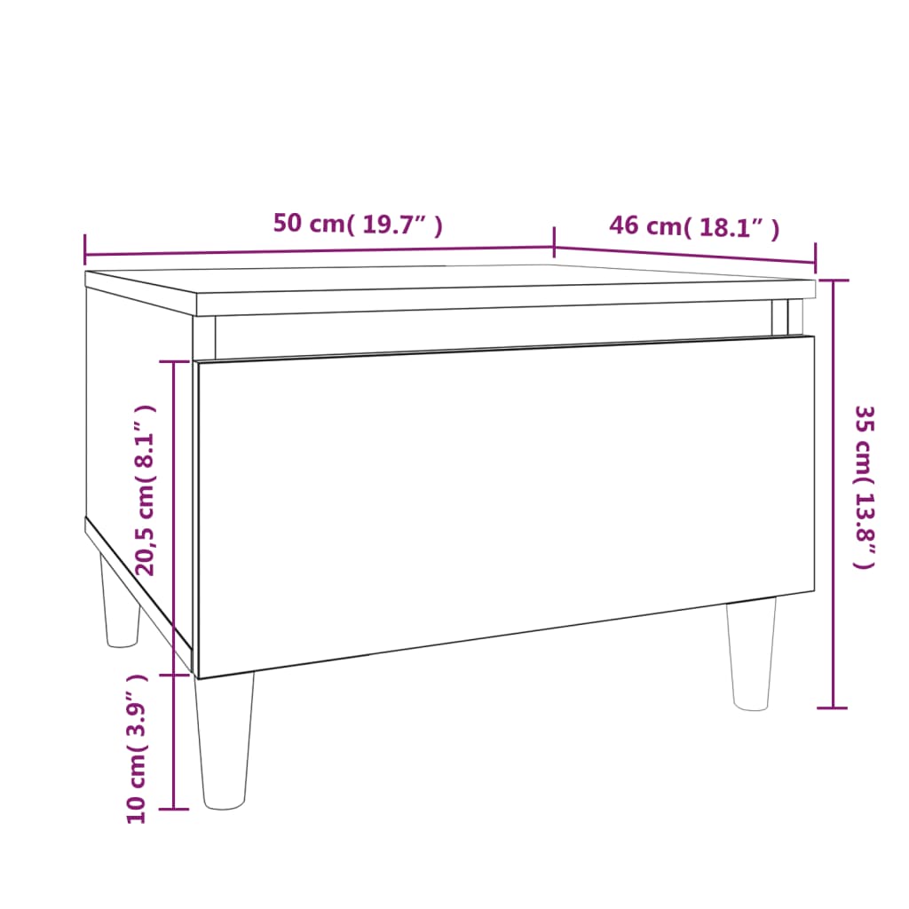 Table d'appoint Chêne marron 50x46x35 cm Bois d'ingénierie - XIOS