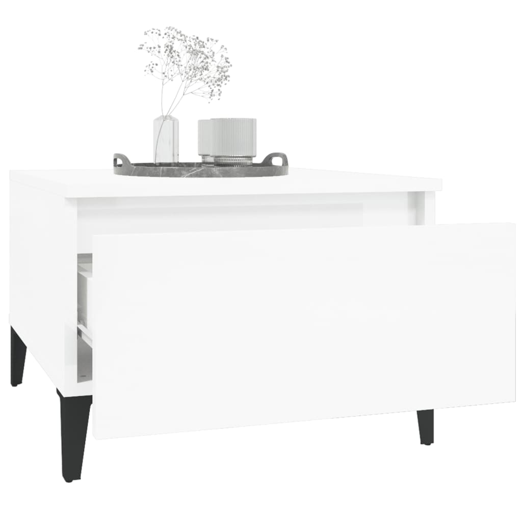 Table d'appoint Blanc brillant 50x46x35 cm Bois d'ingénierie - XIOS