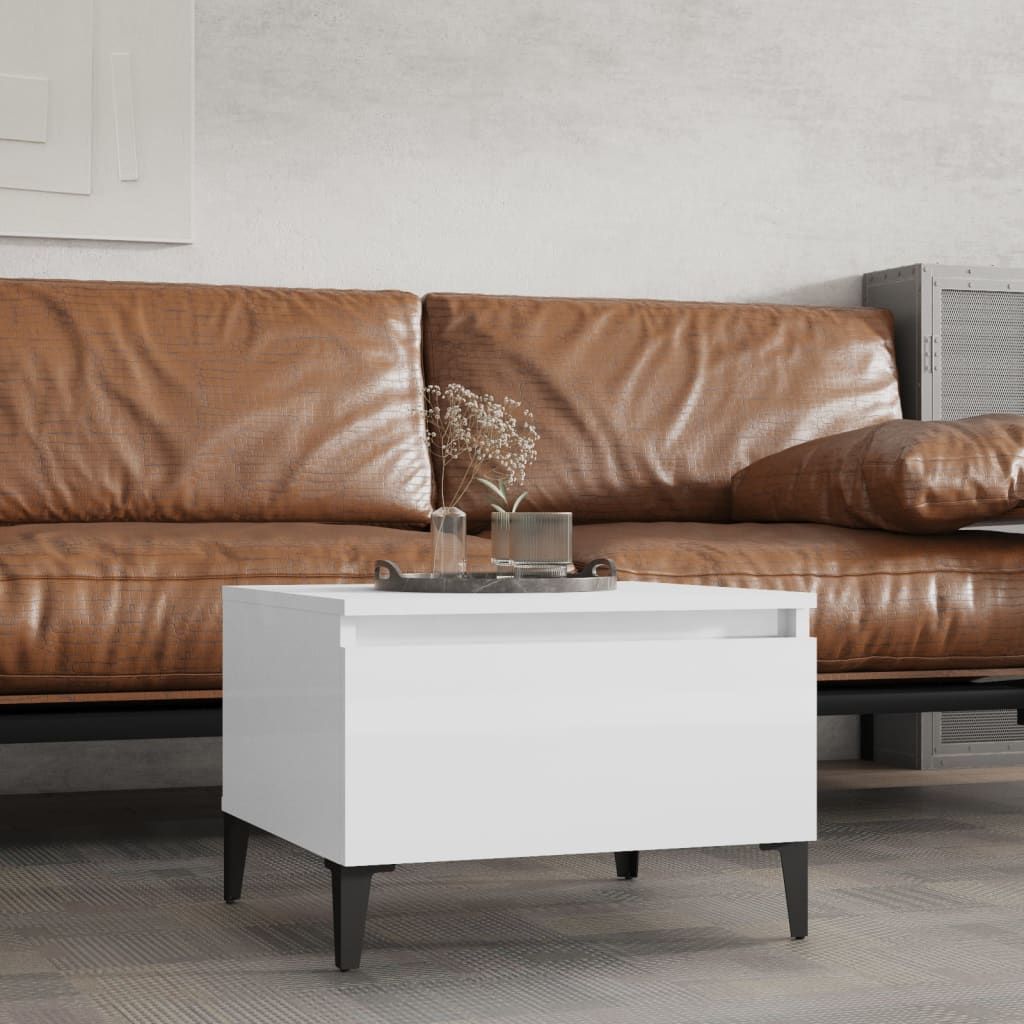 Table d'appoint Blanc brillant 50x46x35 cm Bois d'ingénierie - XIOS