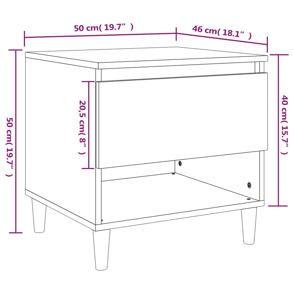 Table de chevet Sonoma gris 50x46x50 cm Bois d'ingénierie - XIOS