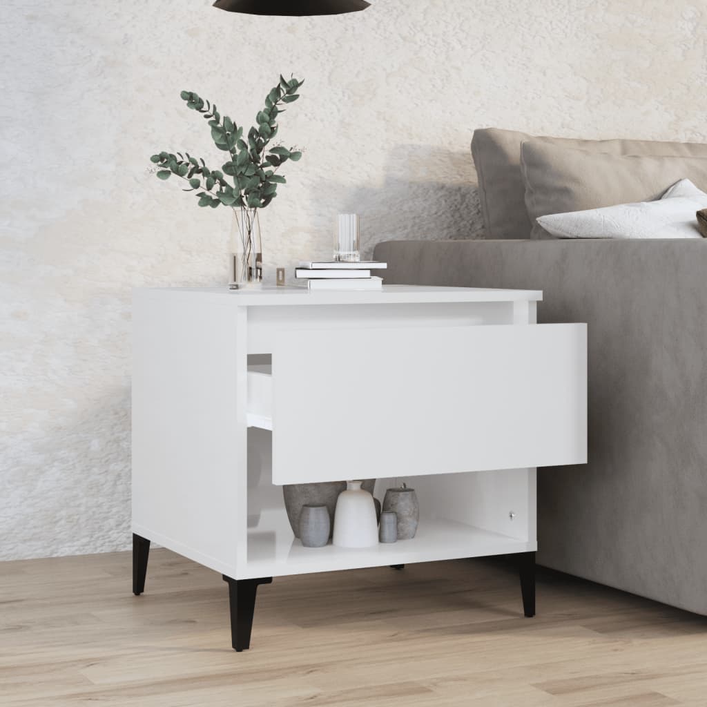 Table d'appoint Blanc brillant 50x46x50 cm Bois d'ingénierie - XIOS