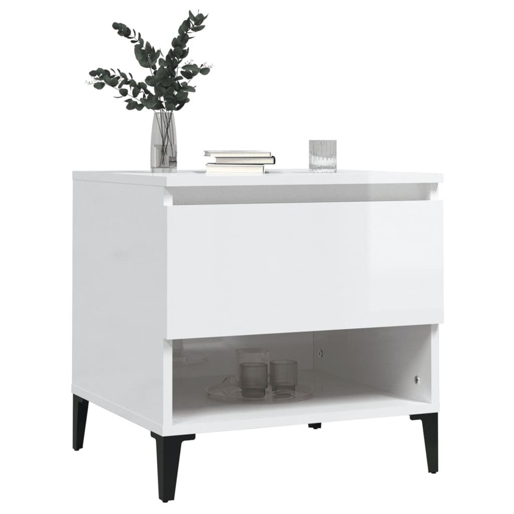 Table d'appoint Blanc brillant 50x46x50 cm Bois d'ingénierie - XIOS