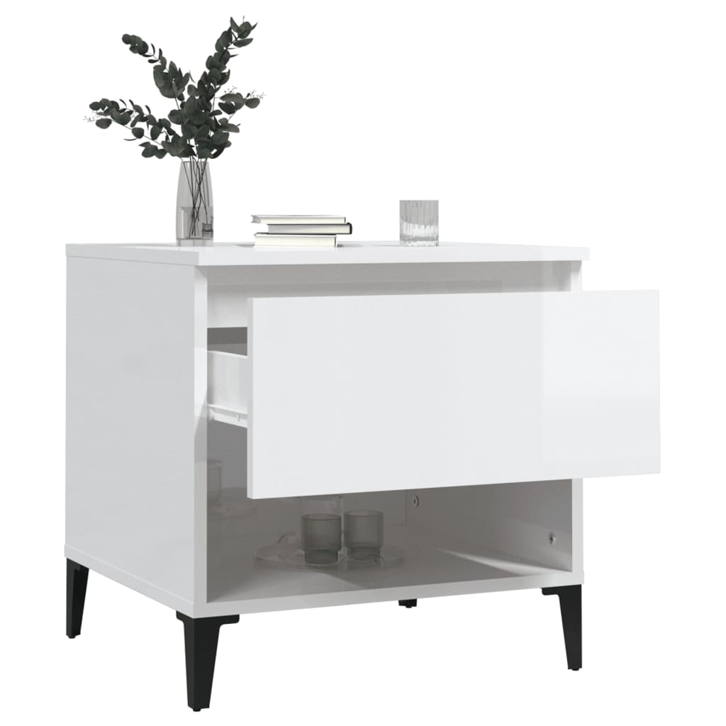 Table d'appoint Blanc brillant 50x46x50 cm Bois d'ingénierie - XIOS