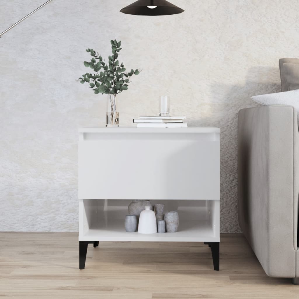 Table d'appoint Blanc brillant 50x46x50 cm Bois d'ingénierie - XIOS