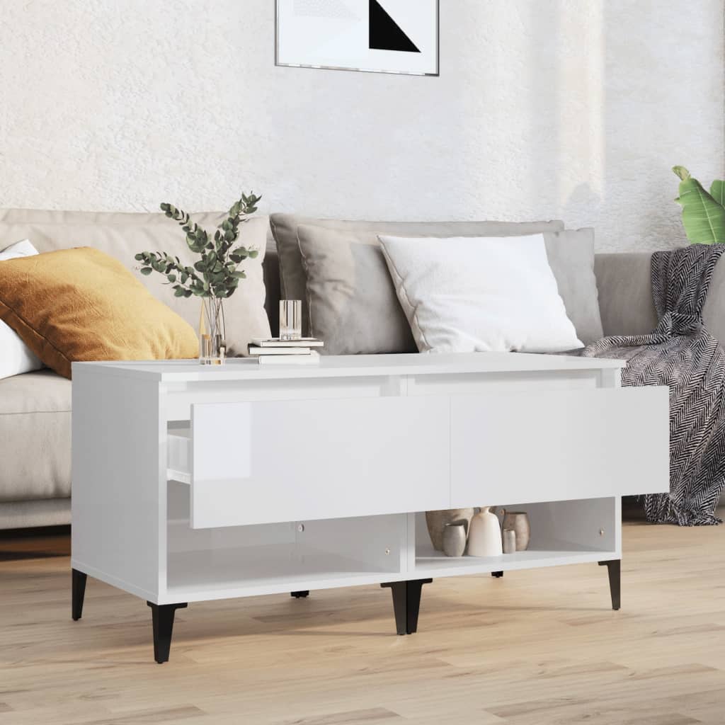 Tables d'appoint 2pcs Blanc brillant 50x46x50cm Bois ingénierie - XIOS
