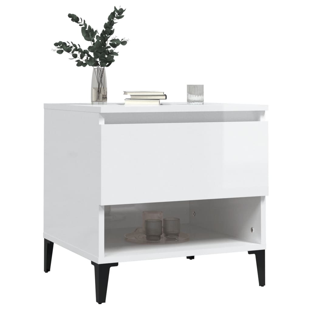 Tables d'appoint 2pcs Blanc brillant 50x46x50cm Bois ingénierie - XIOS