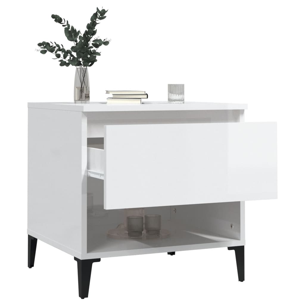 Tables d'appoint 2pcs Blanc brillant 50x46x50cm Bois ingénierie - XIOS