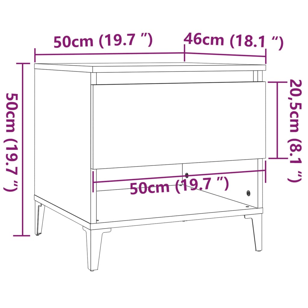 Table d'appoint Sonoma gris 50x46x50 cm Bois d'ingénierie - XIOS