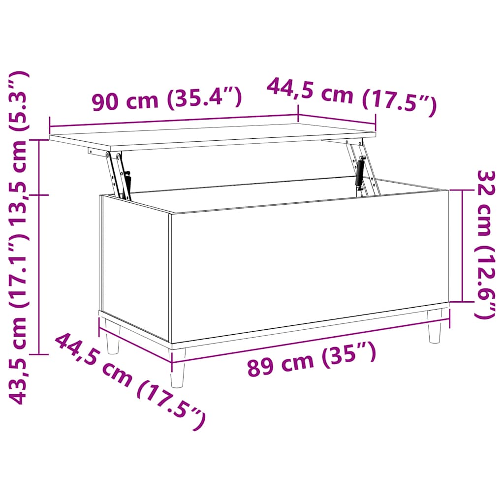 Table basse Blanc 90x44,5x45 cm Bois d'ingénierie - XIOS