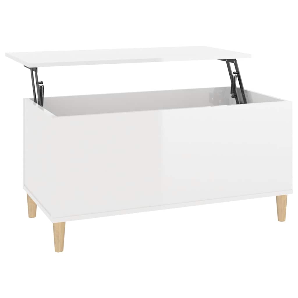 Table basse Blanc brillant 90x44,5x45 cm Bois d'ingénierie - XIOS