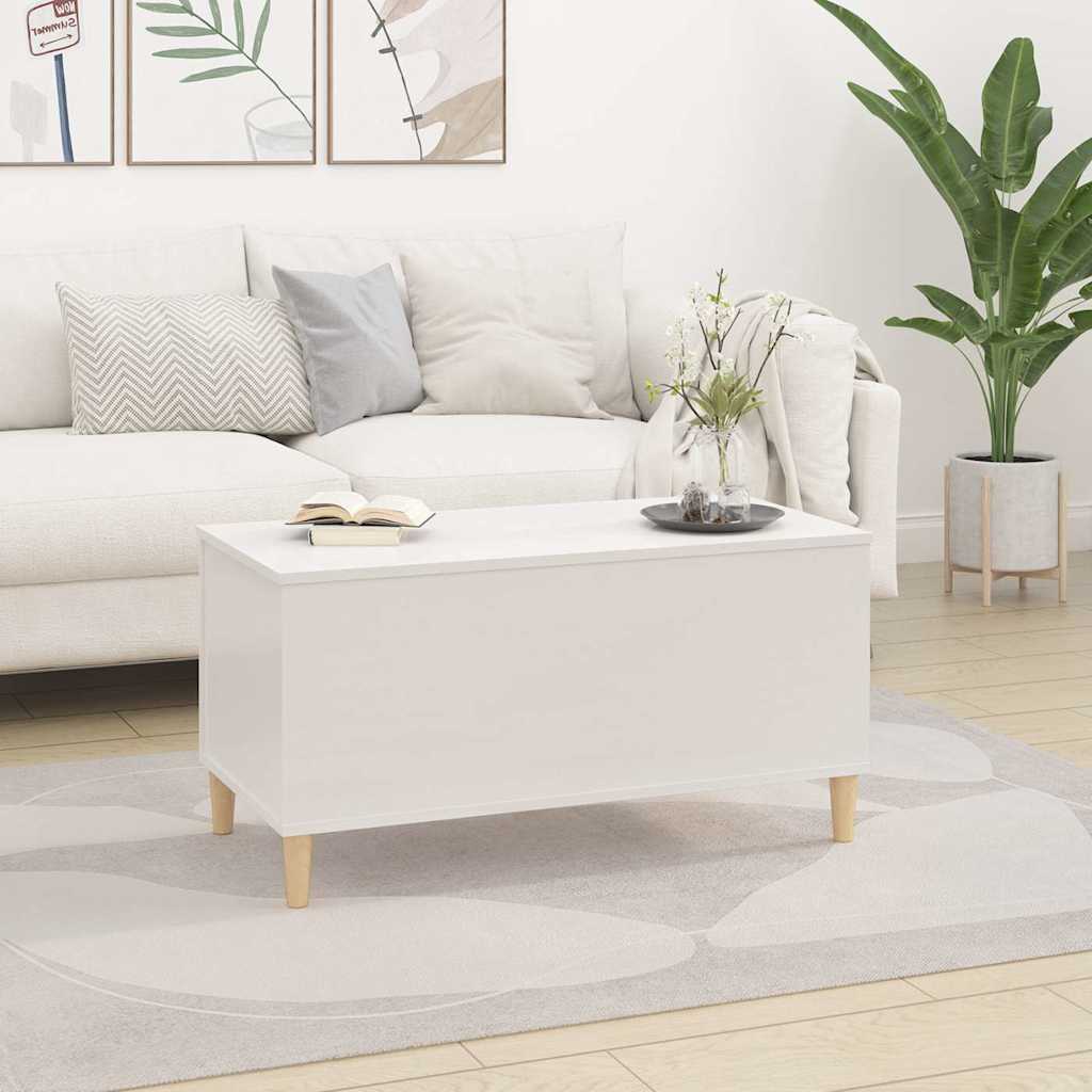 Table basse Blanc brillant 90x44,5x45 cm Bois d'ingénierie - XIOS