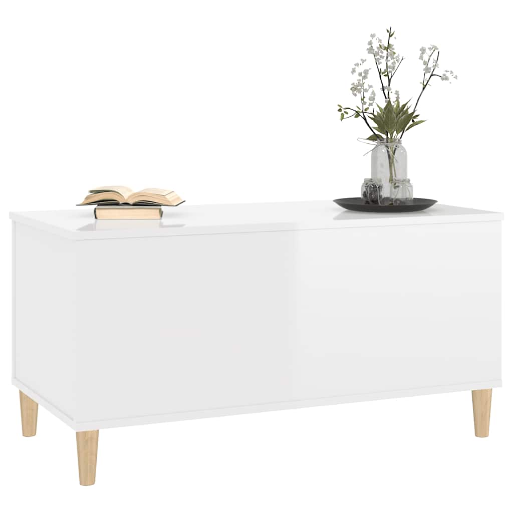 Table basse Blanc brillant 90x44,5x45 cm Bois d'ingénierie - XIOS