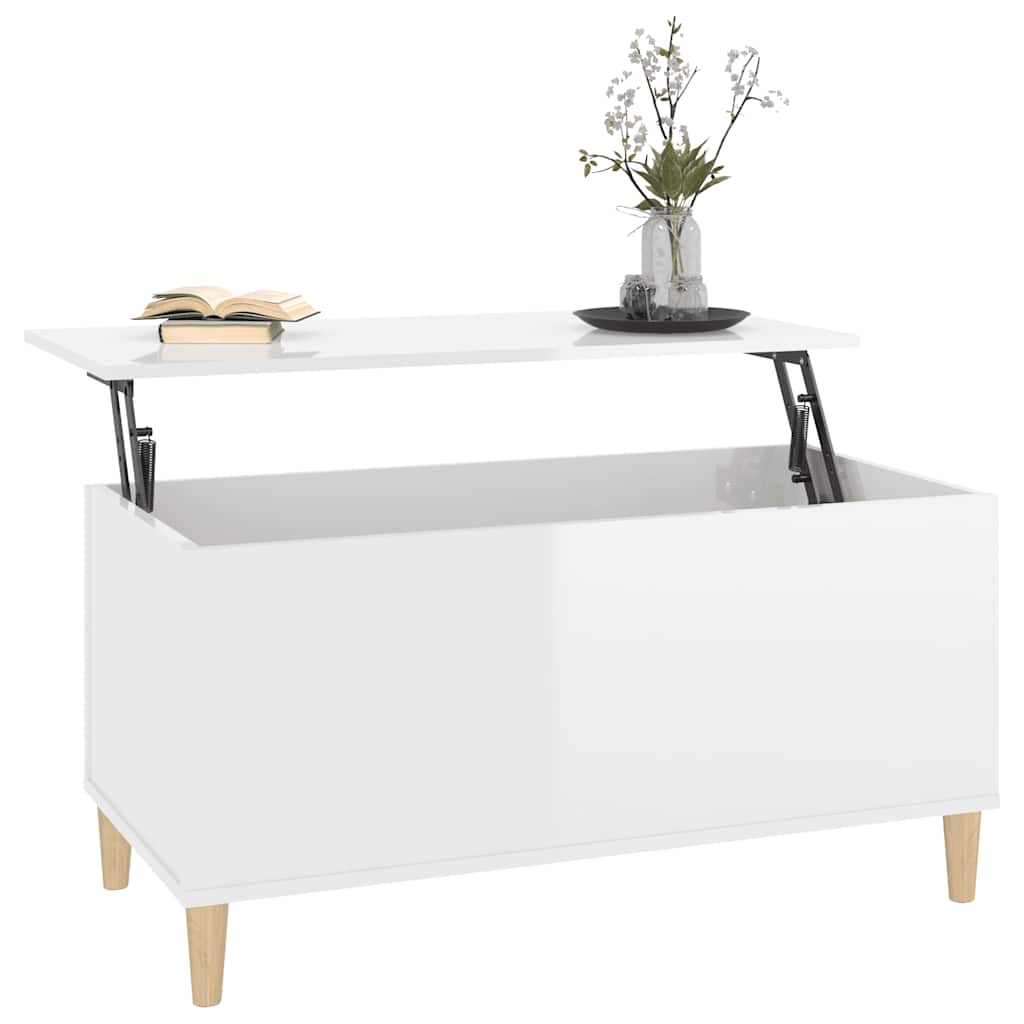 Table basse Blanc brillant 90x44,5x45 cm Bois d'ingénierie - XIOS