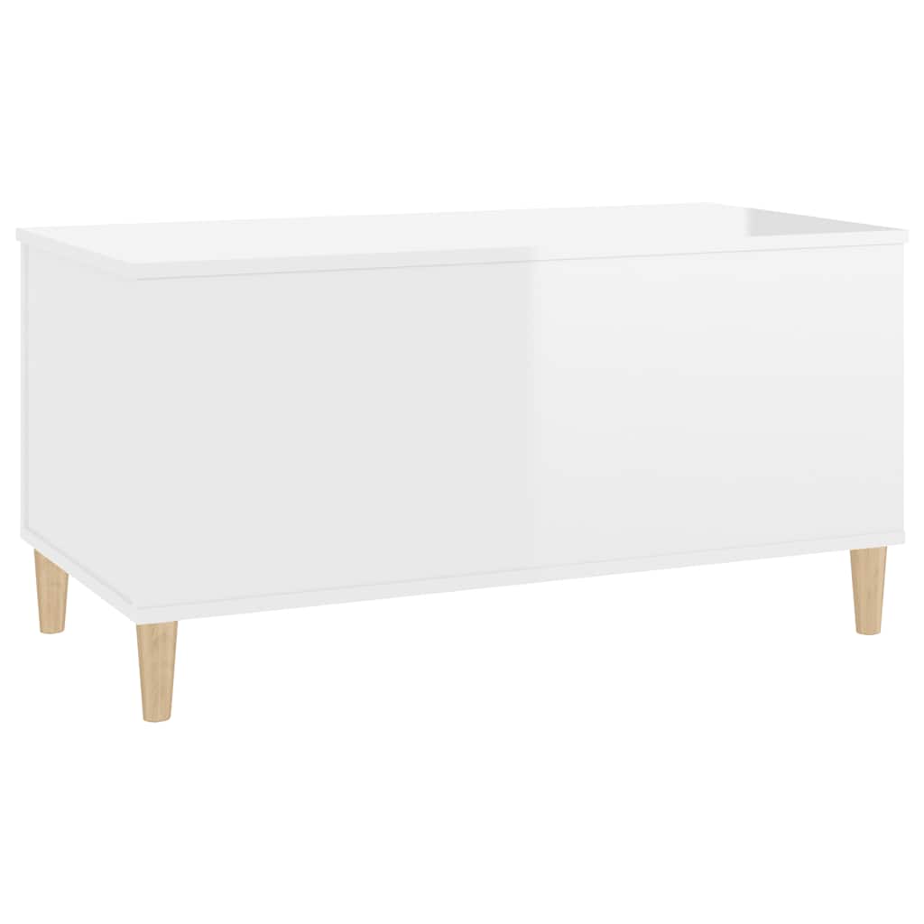 Table basse Blanc brillant 90x44,5x45 cm Bois d'ingénierie - XIOS