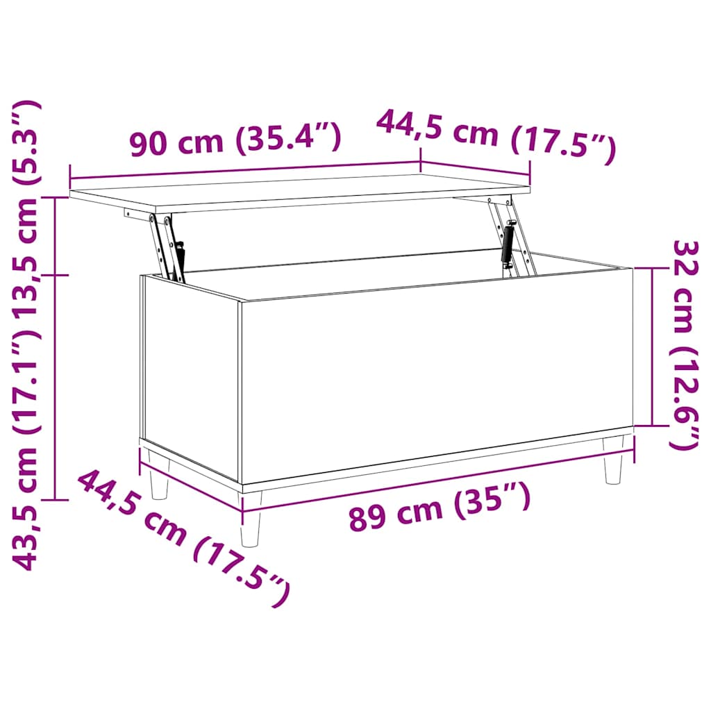 Table basse Sonoma gris 90x44,5x45 cm Bois d'ingénierie - XIOS