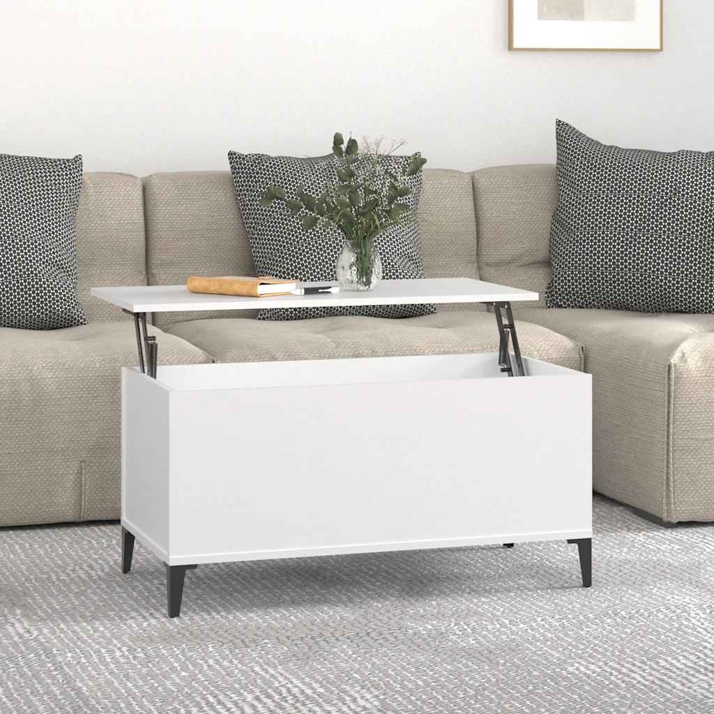 Table basse Blanc 90x44,5x45 cm Bois d'ingénierie - XIOS