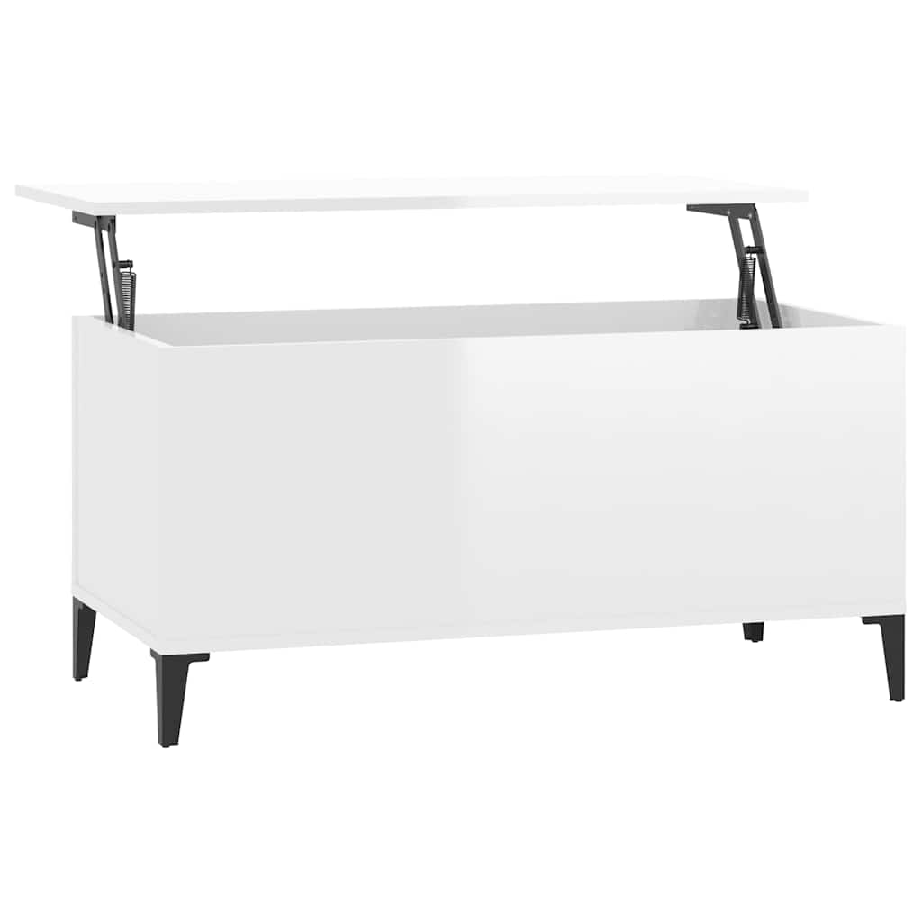 Table basse Blanc brillant 90x44,5x45 cm Bois d'ingénierie - XIOS