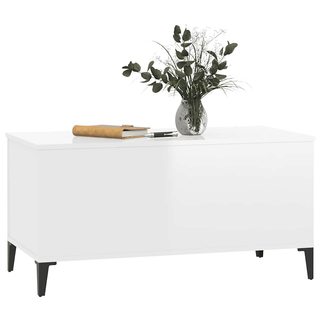 Table basse Blanc brillant 90x44,5x45 cm Bois d'ingénierie - XIOS