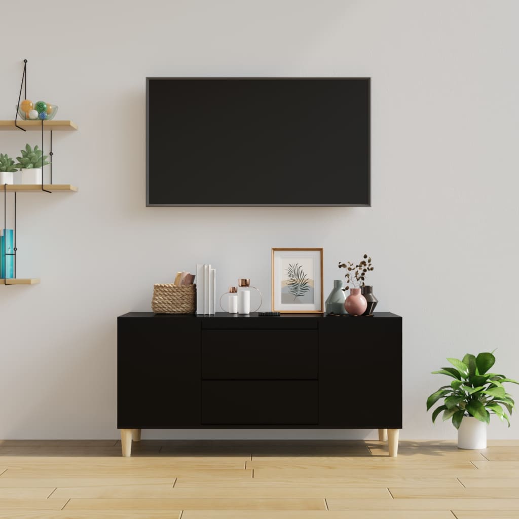 Meuble TV Noir 102x44,5x50 cm Bois d'ingénierie Meubles TV vidaXL   