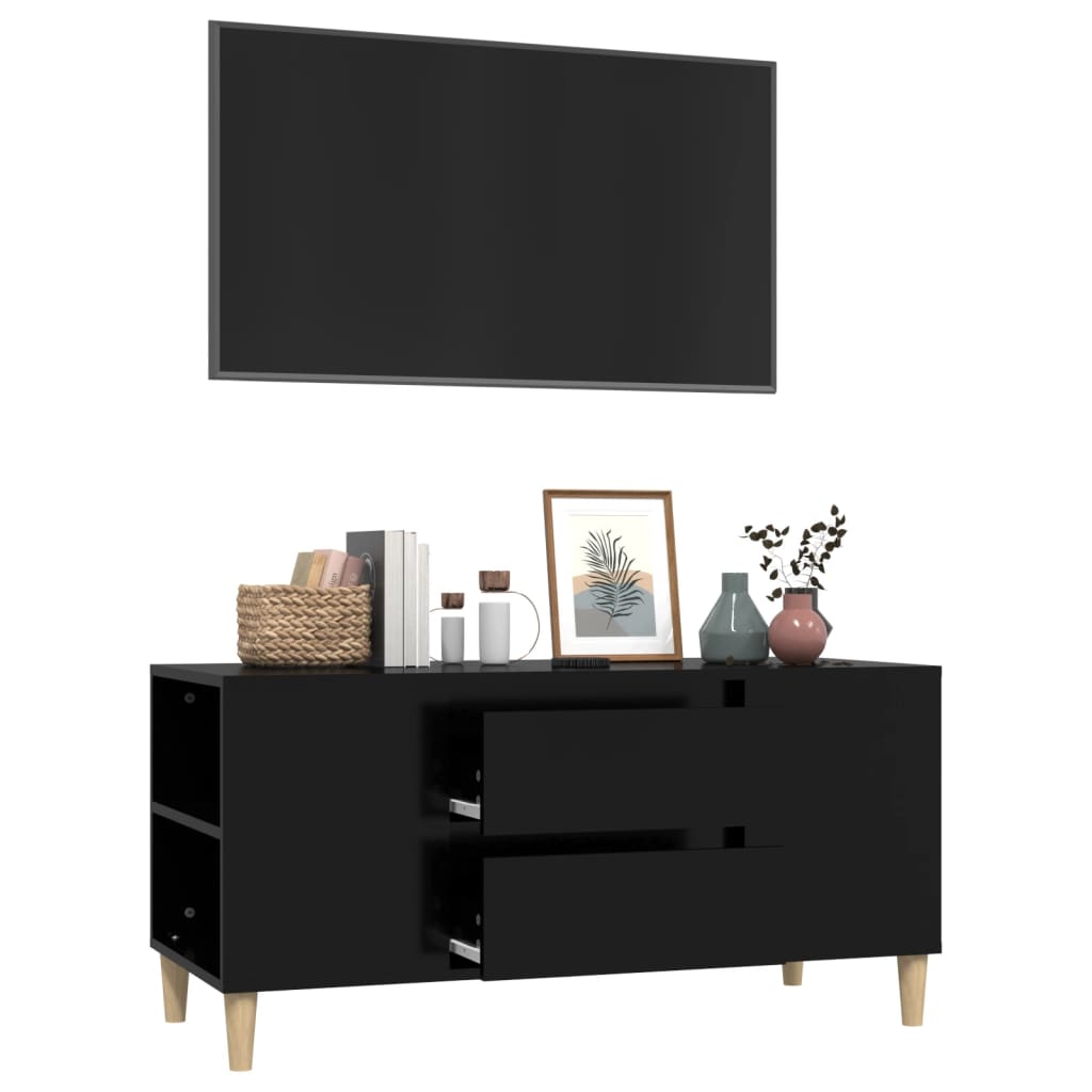 Meuble TV Noir 102x44,5x50 cm Bois d'ingénierie Meubles TV vidaXL   
