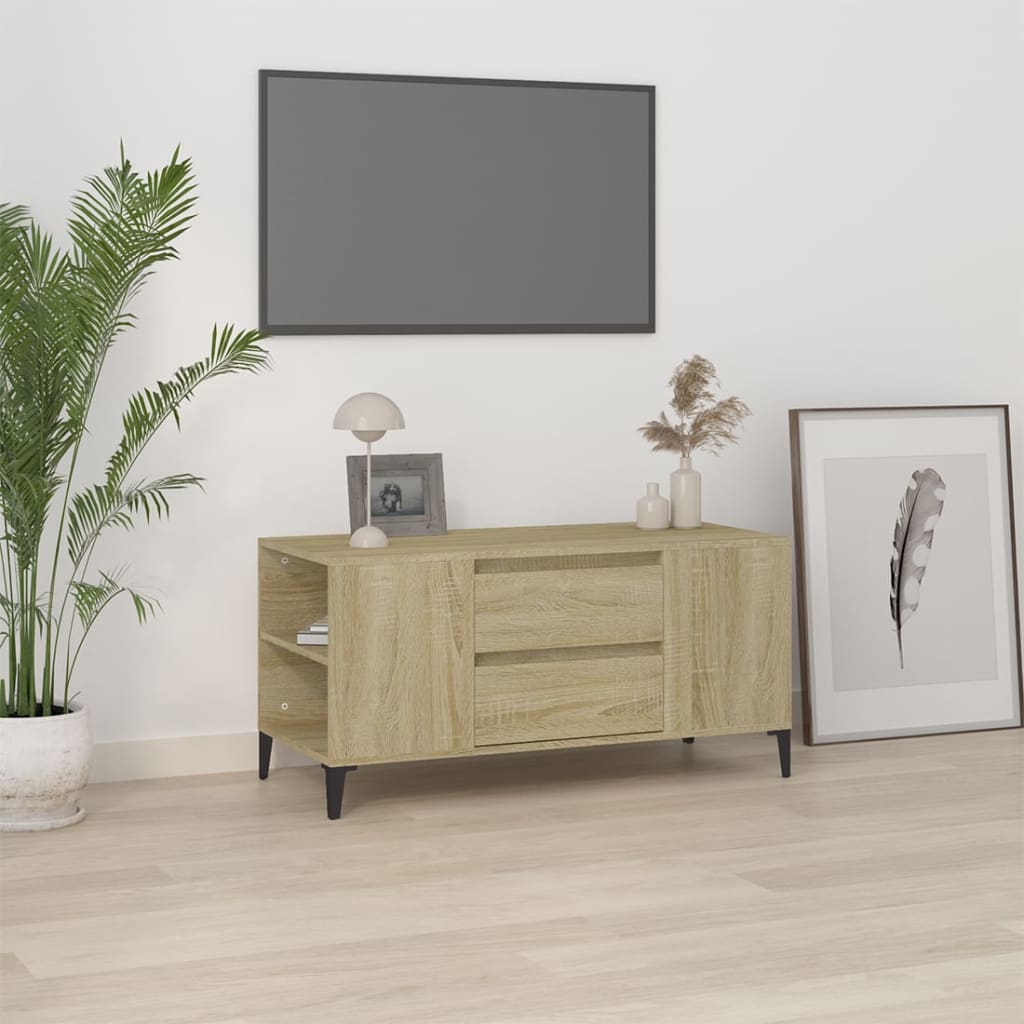 Meuble TV Chêne sonoma 102x44,5x50 cm Bois d'ingénierie Meubles TV vidaXL   
