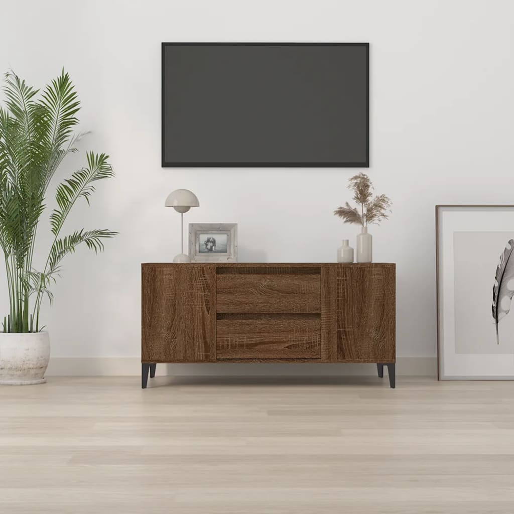 Meuble TV Chêne marron 102x44,5x50 cm Bois d'ingénierie - XIOS
