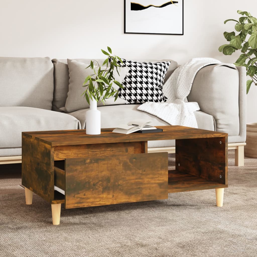 Table basse Chêne fumé 90x50x36,5 cm Bois d'ingénierie - XIOS
