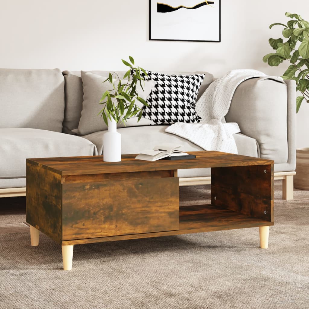 Table basse Chêne fumé 90x50x36,5 cm Bois d'ingénierie - XIOS