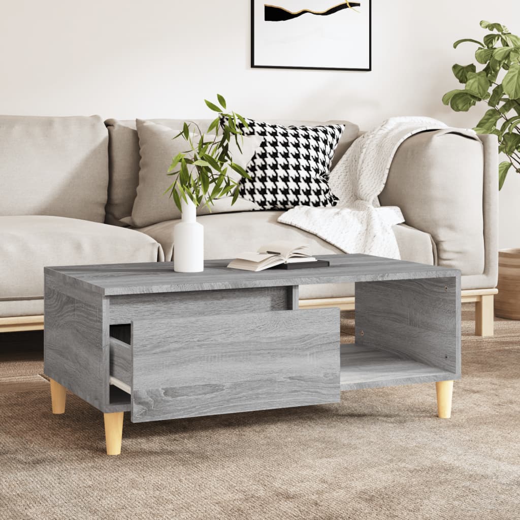 Table basse Sonoma gris 90x50x36,5 cm Bois d'ingénierie - XIOS