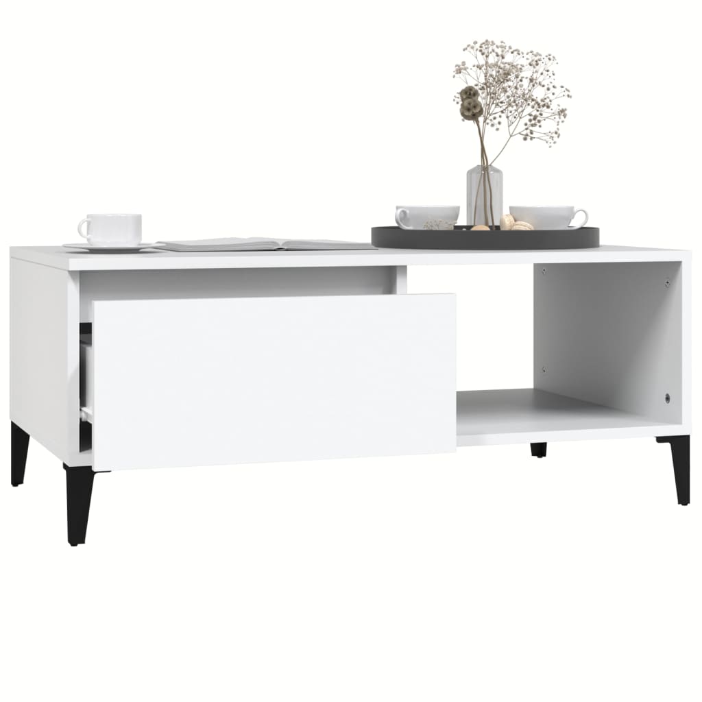 Table basse Blanc 90x50x36,5 cm Bois d'ingénierie - XIOS