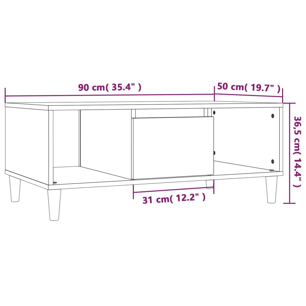 Table basse Sonoma gris 90x50x36,5 cm Bois d'ingénierie - XIOS