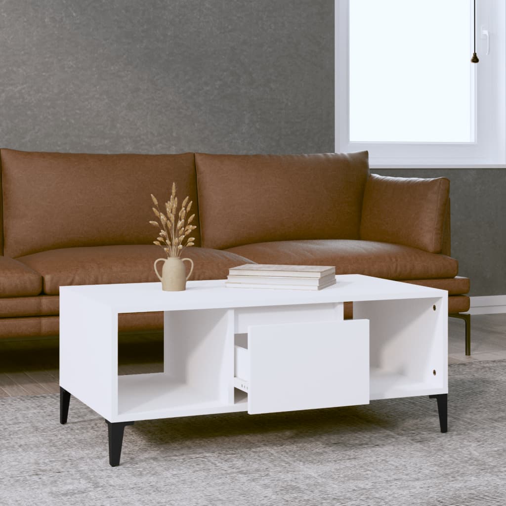 Table basse Blanc 90x50x36,5 cm Bois d'ingénierie - XIOS