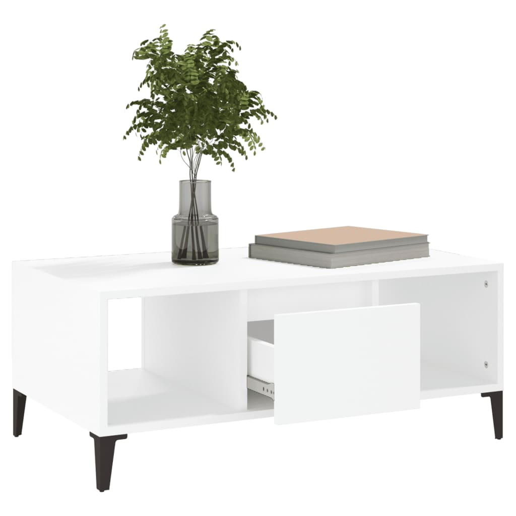 Table basse Blanc 90x50x36,5 cm Bois d'ingénierie - XIOS