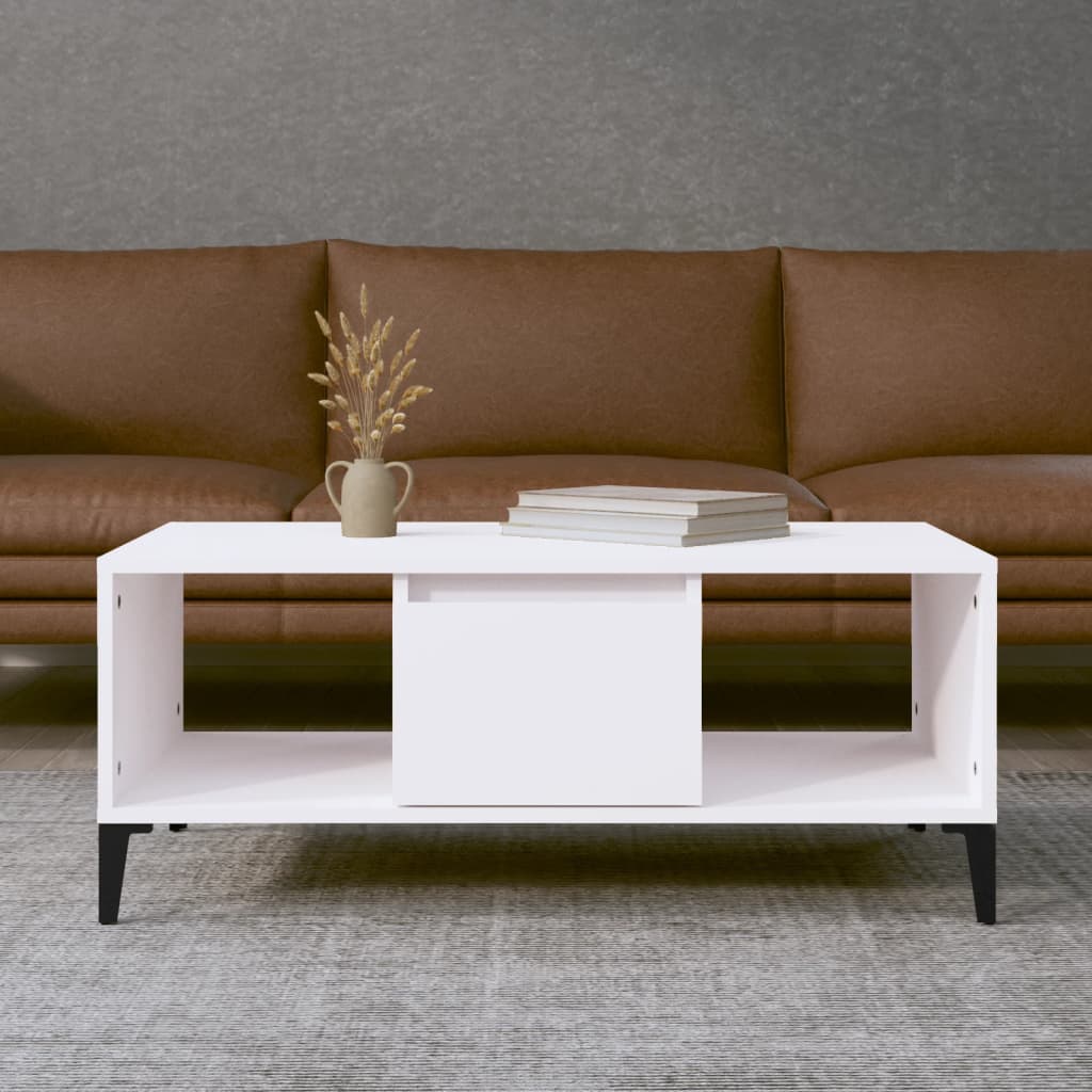 Table basse Blanc 90x50x36,5 cm Bois d'ingénierie - XIOS