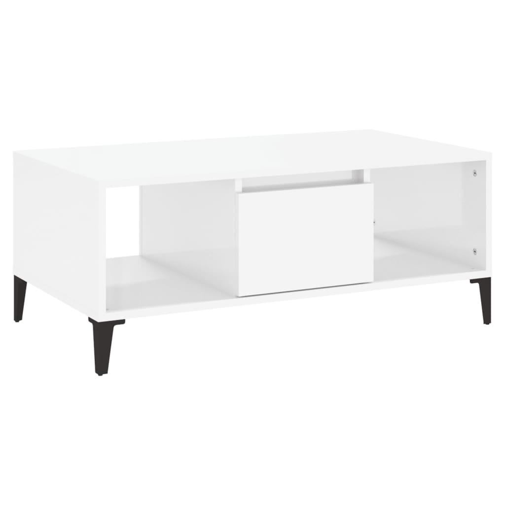 Table basse Blanc brillant 90x50x36,5 cm Bois d'ingénierie - XIOS