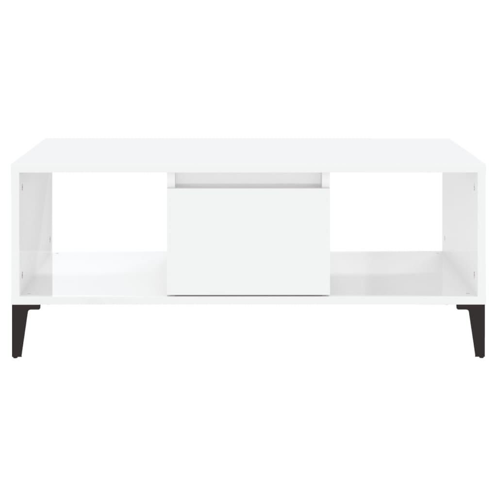 Table basse Blanc brillant 90x50x36,5 cm Bois d'ingénierie - XIOS