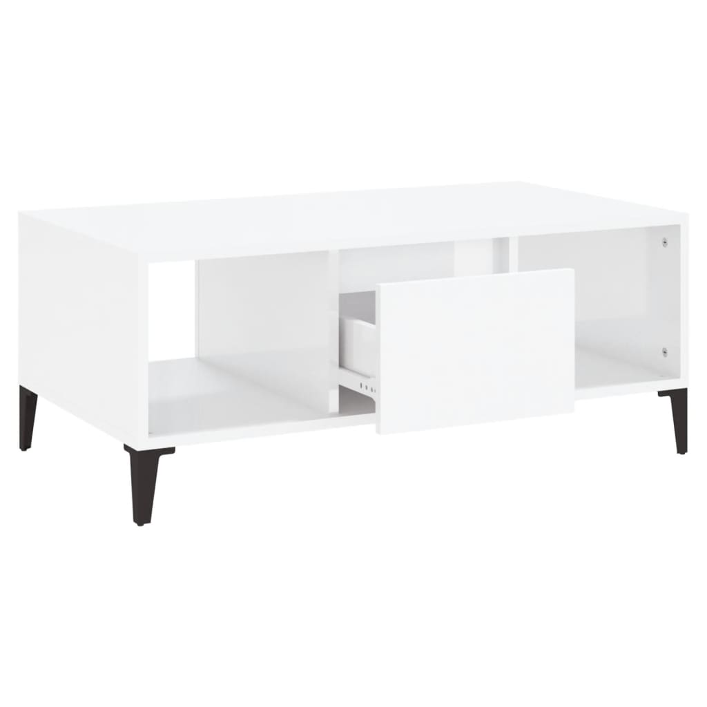 Table basse Blanc brillant 90x50x36,5 cm Bois d'ingénierie - XIOS