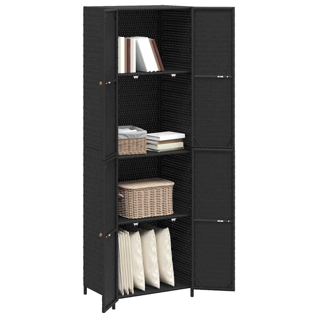 Armoire de rangement de jardin Noir 59x40x180 cm Résine tressée - XIOS