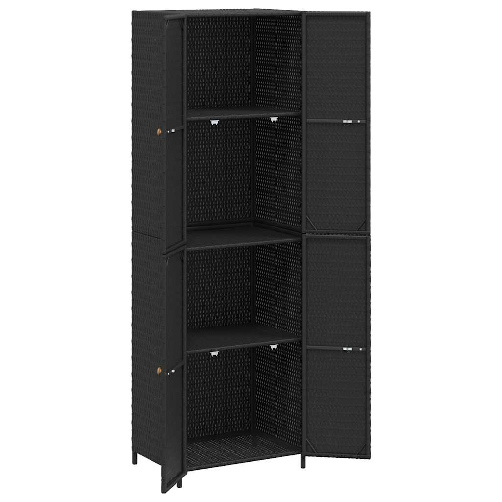 Armoire de rangement de jardin Noir 59x40x180 cm Résine tressée - XIOS