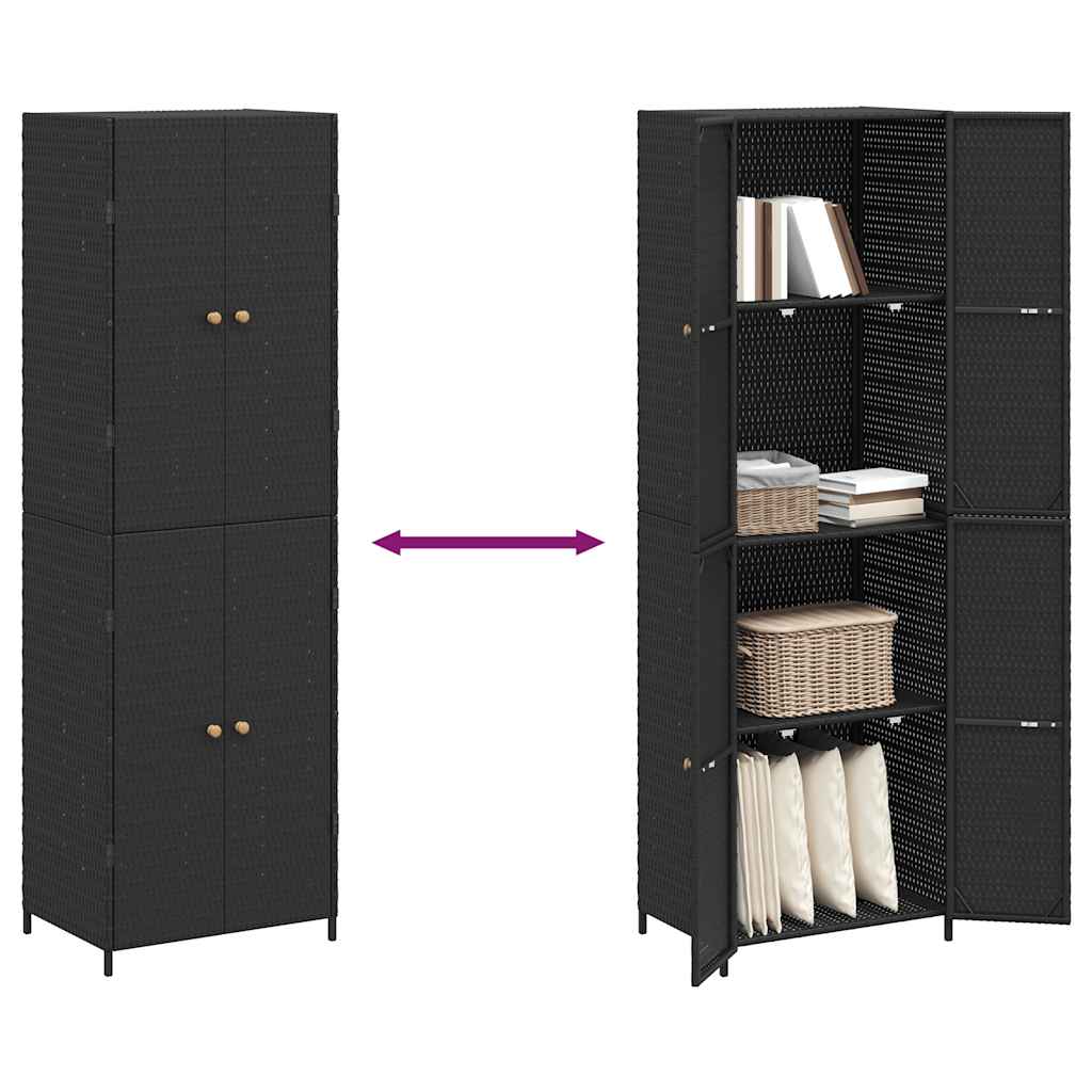 Armoire de rangement de jardin Noir 59x40x180 cm Résine tressée - XIOS