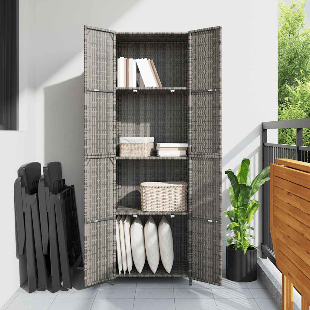 Armoire de rangement jardin Gris 59x40x180 cm Résine tressée - XIOS