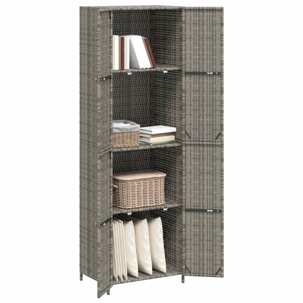 Armoire de rangement jardin Gris 59x40x180 cm Résine tressée - XIOS