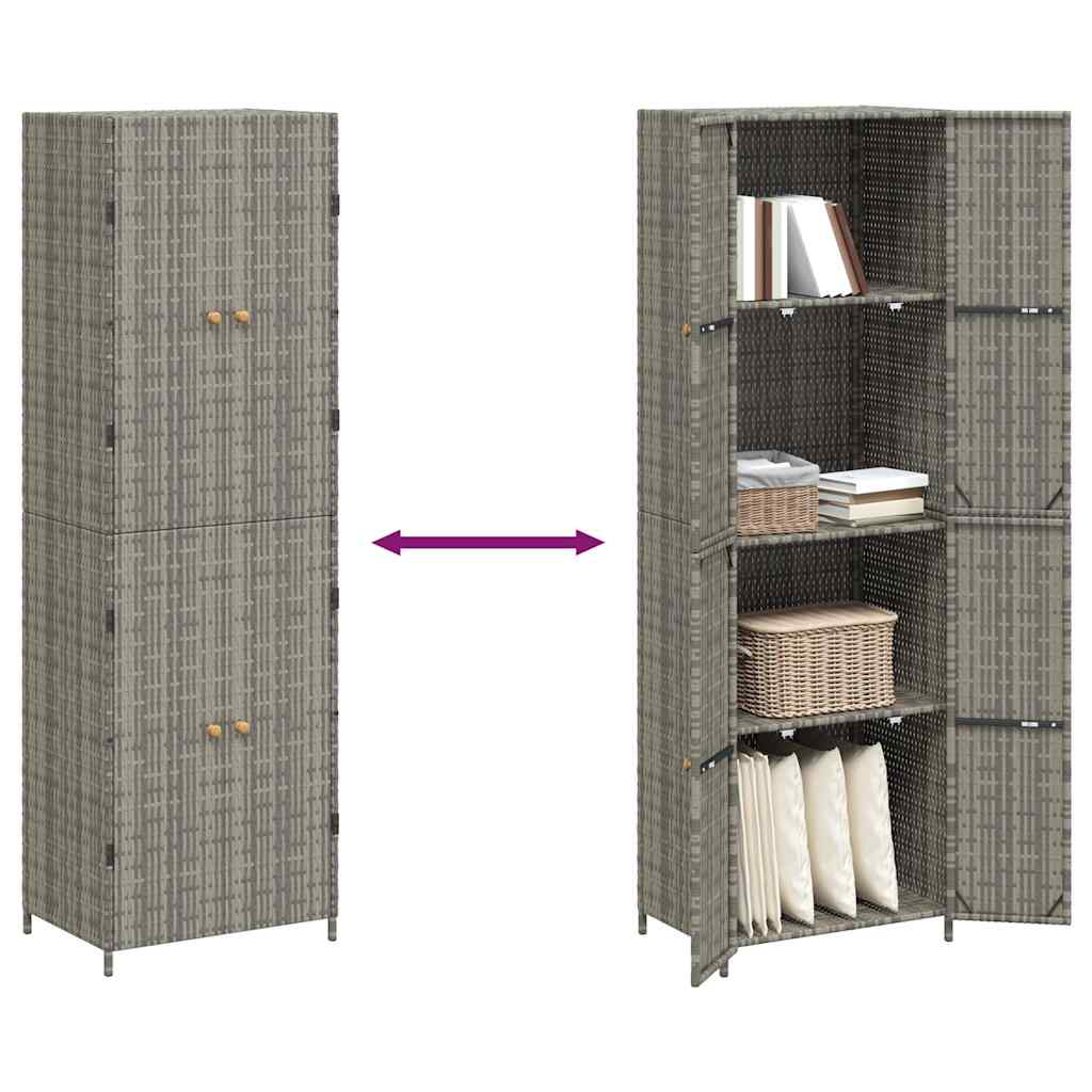 Armoire de rangement jardin Gris 59x40x180 cm Résine tressée - XIOS